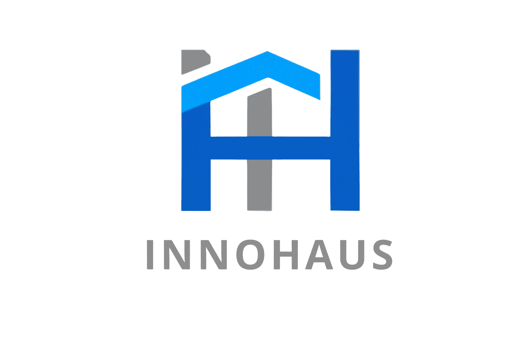 Innohaus logo with a stylized blue and grey abstract house shape.